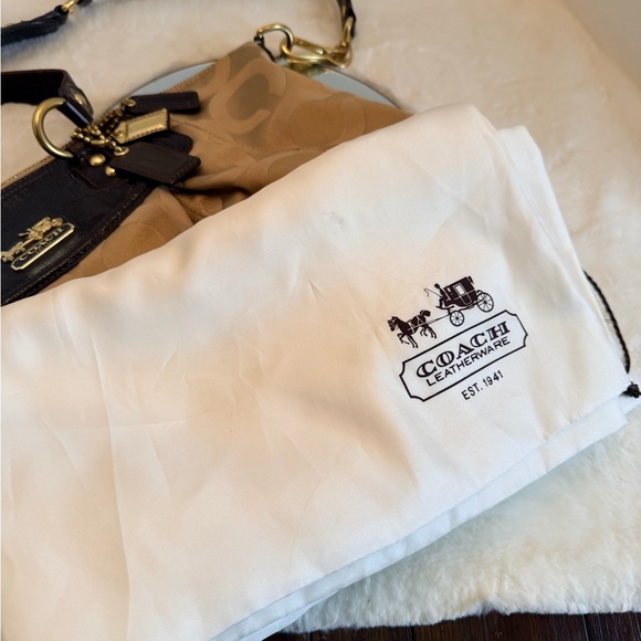 Coach Ashley Tan and Brown Signature C Satchel With Brown Patent Leather - Picture 12 of 12